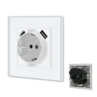 Enchufe de pared Schuko Blanco con USB tipo C y A, 16A