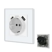 Enchufe de pared Schuko Blanco con USB tipo C y A, 16A