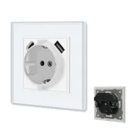 Enchufe de pared Schuko Blanco con USB tipo C y A, 16A