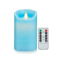 Vela LED Azul Claro con Mando y Temporizador Sin Llama