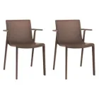Silla BEEKAT Set 2 con Brazos Chocolate para Interior y Exterior