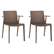 Silla BEEKAT Set 2 con Brazos Chocolate para Interior y Exterior
