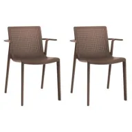 Silla BEEKAT Set 2 con Brazos Chocolate para Interior y Exterior
