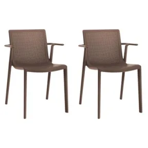 Silla BEEKAT Set 2 con Brazos Chocolate para Interior y Exterior
