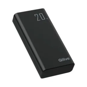 Batería externa negra QILIVE 20W, 20.000 mAh, carga rápida