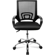 Silla giratoria de oficina con respaldo de malla y soporte lumbar