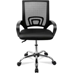 Silla giratoria de oficina con respaldo de malla y soporte lumbar