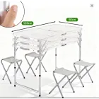 Set Portátil de Mesa Plegable y 4 Taburetes para Picnic
