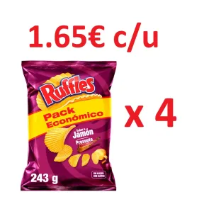 4 Paquetes de Ruffles Jamón Familiar a 1.65€ por Paquete