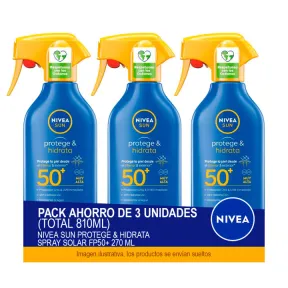 Pack Ahorro 3 Spray Solar NIVEA SUN FP50+ Hidrata 810ml