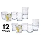 Set de 12 vasos bajos de vidrio, aptos para lavavajillas