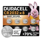 Pilas de botón Duracell CR2032 de litio 3 V (8 unidades)
