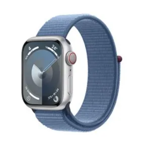 Apple Watch S9 45mm Plata con correa azul Loop deportiva