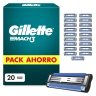 Cuchillas de Afeitar Gillette Mach3 para Hombre, 20 Recambios