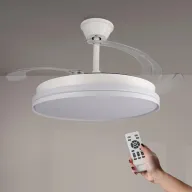 Ventilador M mimotec White Cami 107 cm con luz LED y aspas retráctiles.