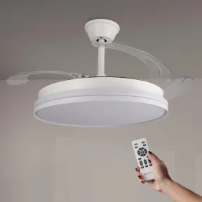 Ventilador M mimotec White Cami 107 cm con luz LED y aspas retráctiles.