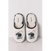 Zapatillas grises Mafalda de borreguito para casa