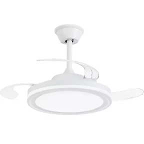 Ventilador de techo Blanco Ø50 cm, 3 Palas Retráctiles, LED 45W