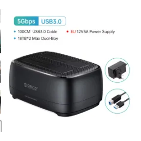 ORICO Estación de disco duro USB3.0 de doble bahía 5Gbps