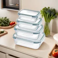 Fiambreras Rectangulares de Vidrio Borosilicato con Tapas