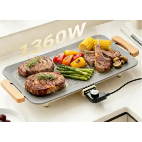 Parrilla Antiadherente Eléctrica 1360W (56*26cm, 80-240℃)