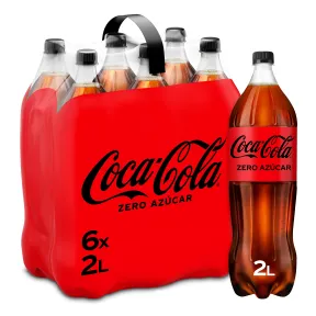 Pack 6 Botellas Coca-Cola Zero Azúcar 2L Bajo en Calorías