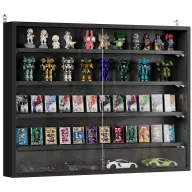 Vitrina de Pared HOMCOM con Estantes Ajustables Negra 80x9,5 cm
