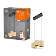 Lámpara Colgante LED Inteligente de Madera 30cm, Regulable