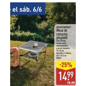Mesa de camping y playa, plegable y portátil