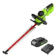 Cortasetos inalámbrico de 56 cm con cuchilla de doble acción.