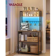 Estantería de Cocina con LED y 8 Ganchos, Ajustable y Espaciosa
