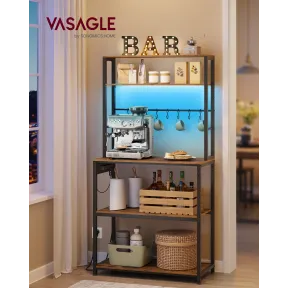 Estantería de Cocina con LED y 8 Ganchos, Ajustable y Espaciosa
