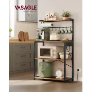 Estantería de Cocina con Barra de Café y Ganchos Ajustables