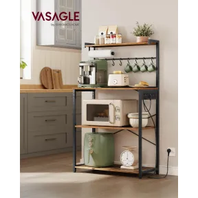 Estantería de Cocina con Barra de Café y Ganchos Ajustables