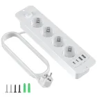 Regleta 4 Enchufes Retráctil con USB A y C, 2 m 8 en 1
