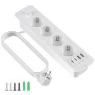Regleta 4 Enchufes Retráctil con USB A y C, 2 m 8 en 1