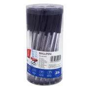 Bolígrafos retráctiles negros 1 mm - Pack de 25 unidades