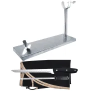 Set de corte de jamón con cuchillo y afilador inoxidable