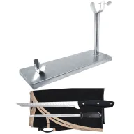 Set de corte de jamón con cuchillo y afilador inoxidable