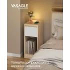Mesita de Noche VASAGLE con Luz LED y Puertos USB