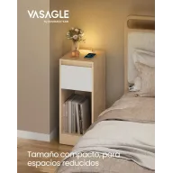 Mesita de Noche VASAGLE con Luz LED y Puertos USB