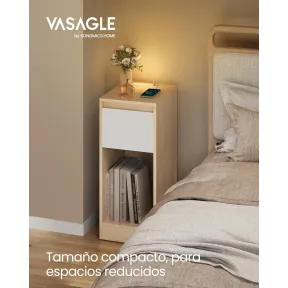 Mesita de Noche VASAGLE con Luz LED y Puertos USB