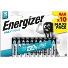 Pilhas Alcalinas AAA Energizer MAX Plus - 10 Unidades 1,5V
