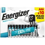 Pilhas Alcalinas AAA Energizer MAX Plus - 10 Unidades 1,5V