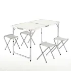 Mesa Plegable Maletín con 4 Taburetes y Altura Regulable