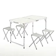 Mesa Plegable Maletín con 4 Taburetes y Altura Regulable
