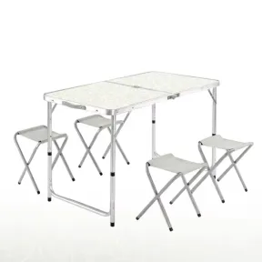 Mesa Plegable Maletín con 4 Taburetes y Altura Regulable