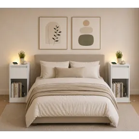 Mesitas de Noche VASAGLE con LED y Puertos USB - Pack de 2