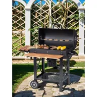 Barbacoa de carbón con estantes abatibles 99x115 cm
