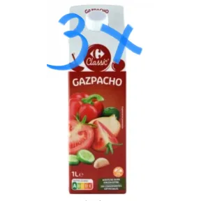 Gazpacho sin gluten Carrefour 3 X 1 l. (0,88€/l)